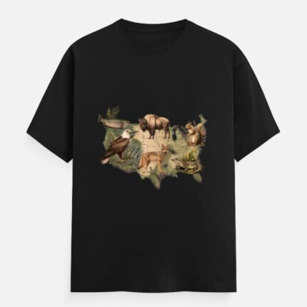 American Map Wildlife T-Shirt For Men