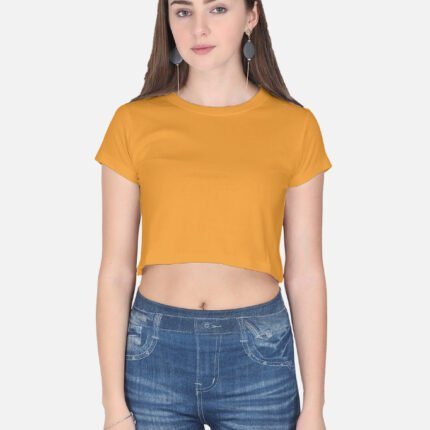 Golden Yellow Crop Top For Women