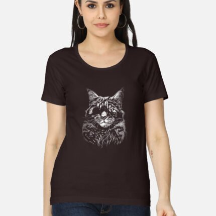 Realistic Cat With Eye Patch T-Shirt