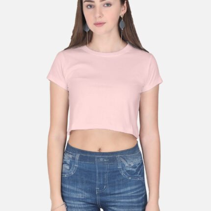 Light Pink Crop Top For Women