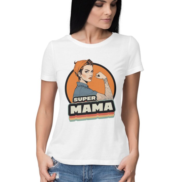 Vintage Super Mama T-Shirt - Image 2