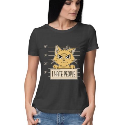 Funny Arrested Cat T-Shirt For Women