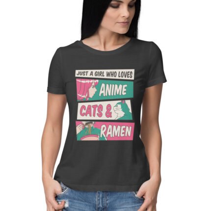 Anime Cats And Ramen T-Shirt for Woman