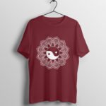 Mandala Yin Yang T Shirt Maroon